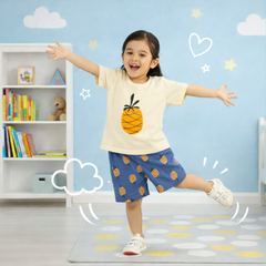 Sz 10 - Yellow Pineapple Print Kids Short Set
