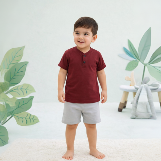 Brown and Grey Kids Short Wear