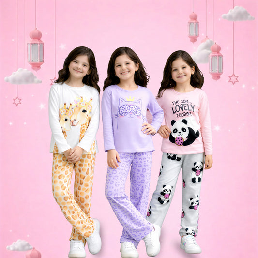 Girls Cute Animal Print Lounge Co-Ord Set Collection