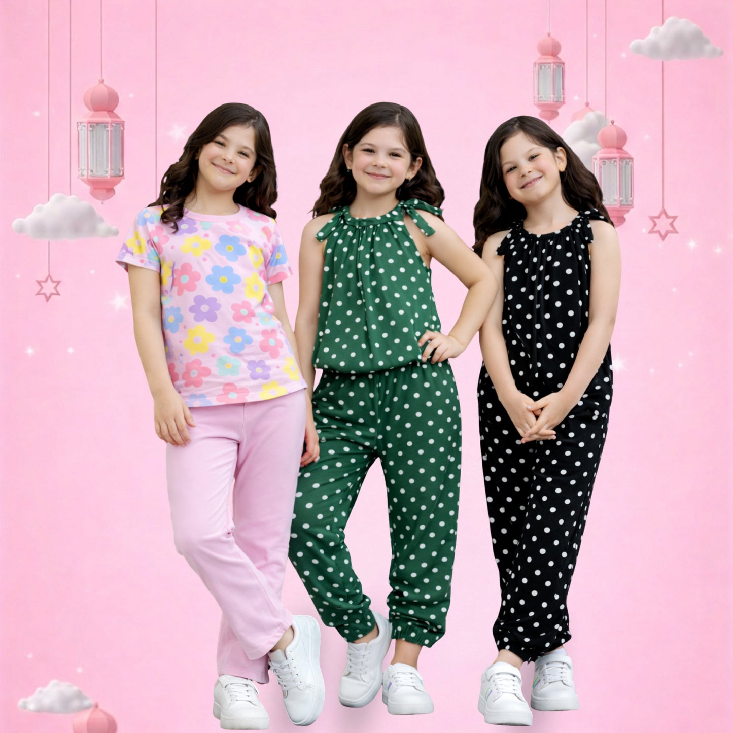 Girls Trendy Summer Polka & Floral Co-Ord Set Collection