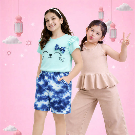 Girls Cute Graphic Tee and Shorts Set