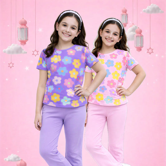 Girls Floral Print Summer Co Ord Set