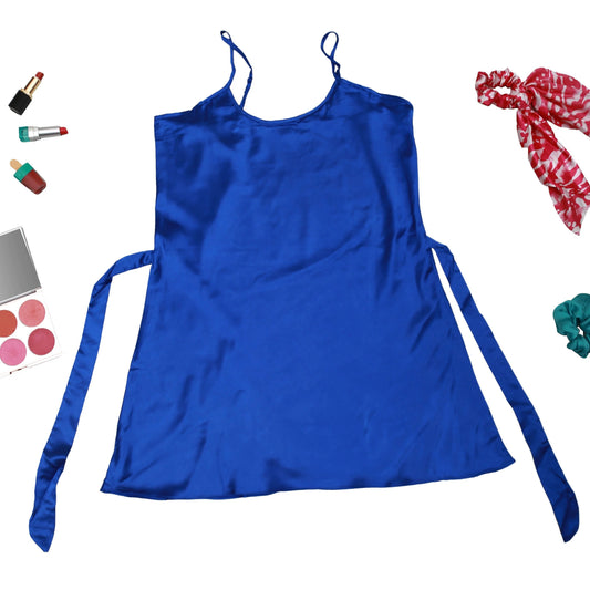 Valerie imported silk satin Royal Blue color chemise sleep pretty spaghetti strap chemise/night wears